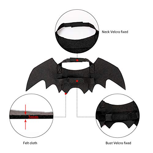 EisEyen Halloween Pet Hund Bat Wings Katze Fledermaus Kostüm, Fledermausflügel für Katzen Hund mit Horn, Kürbis Glocke, Fledermaus Flügel Katze Haustier - 2