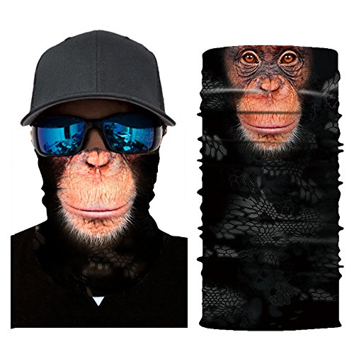 Colorful Damen/Herren Multifunktionstuch | Sturmmaske | Bandana | Schlauchtuch | Halstuch für Motorrad Fahrrad Ski Paintball Gamer Karneval Kostüm 3D Tiere Maske (B)