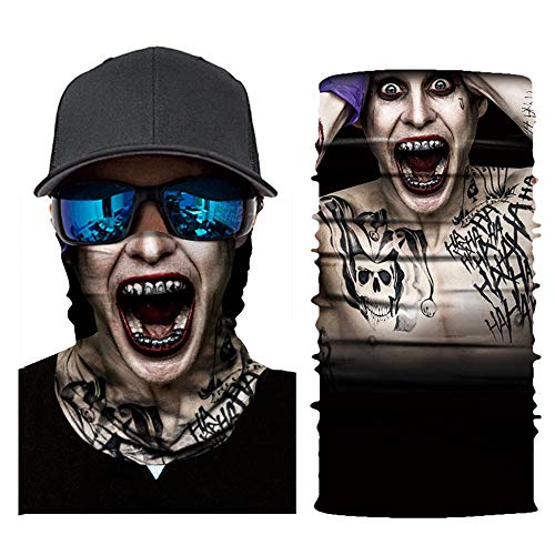 Atuka Multifunktionstuch 3D Sturmmaske Bandana Schlauchtuch Halstuch mit Totenkopf- Skelettmasken für Motorrad Fahrrad Ski Paintball Gamer Karneval Kostüm Face Maske (2#)