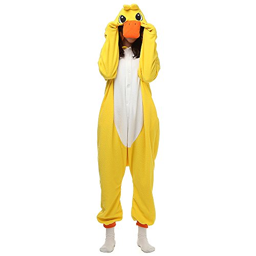 Silver_river Erwachsene Unisex Tier Jumpsuits Onesie Pyjama Cosplay Overall Hausanzug, Ente Gelb, Lty20yellow, XL(179cm-188cm)