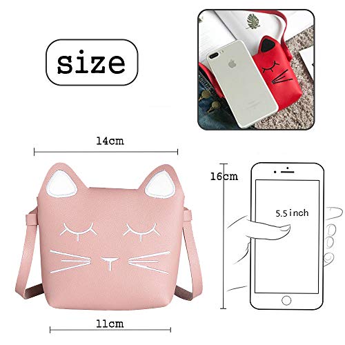 whatUneed Süße kleine Mädchen Umhängetasche Handtasche, Prinzessin Mini Taschen, Katze Cross Body Messenger Bag - 4