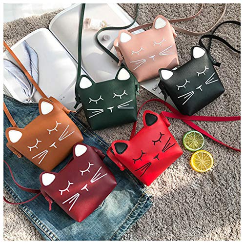 whatUneed Süße kleine Mädchen Umhängetasche Handtasche, Prinzessin Mini Taschen, Katze Cross Body Messenger Bag - 7