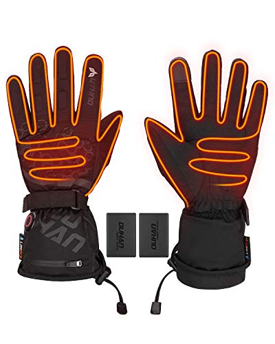 ISSYZONE Beheizbaren Handschuhe, Beheizt Winter Akku Handschuhe mit 2400mAh Wiederaufladbare Lithium-Ionen-Batterie, 3-Stufen-Temperaturregelung und Touchscreen (L)