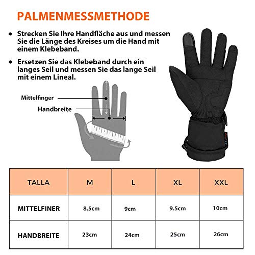 ISSYZONE Beheizbaren Handschuhe, Beheizt Winter Akku Handschuhe mit 2400mAh Wiederaufladbare Lithium-Ionen-Batterie, 3-Stufen-Temperaturregelung und Touchscreen (L) - 7