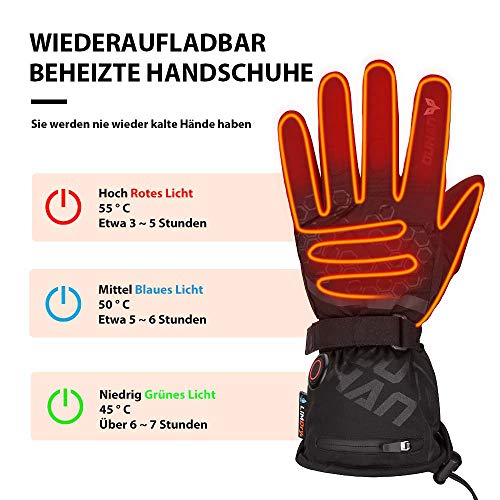 ISSYZONE Beheizbaren Handschuhe, Beheizt Winter Akku Handschuhe mit 2400mAh Wiederaufladbare Lithium-Ionen-Batterie, 3-Stufen-Temperaturregelung und Touchscreen (L) - 4