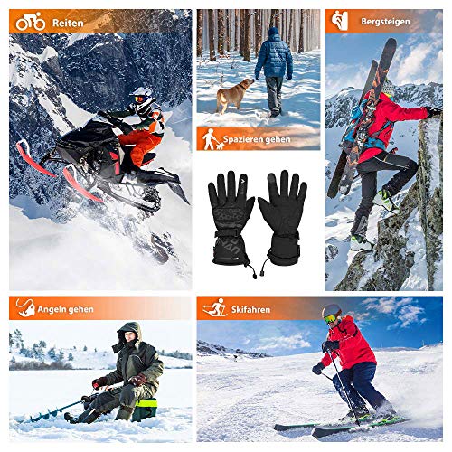 ISSYZONE Beheizbaren Handschuhe, Beheizt Winter Akku Handschuhe mit 2400mAh Wiederaufladbare Lithium-Ionen-Batterie, 3-Stufen-Temperaturregelung und Touchscreen (L) - 3