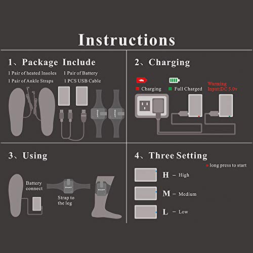Dr.Warm Wiederaufladbare, beheizte Einlegesohle für den Winter, elektrische Heizung für Damen und Herren, Winter, Outdoor-Sportausrüstung und Werkzeuge schwarz W4 - 5