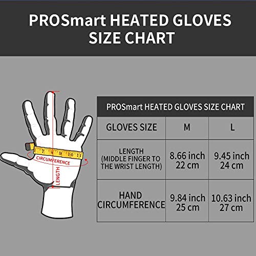 PROSmart Beheizte Handschuhe Elektrisch Beheizbare Handwärmer mit Akku für Frauen Männer Skifahren Snowboarden (Schwarz+Grau, L) - 6