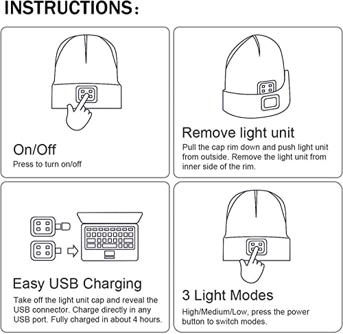 ATNKE LED beleuchtete Mütze, wiederaufladbare USB-Laufmütze mit extrem Heller 4-LED-Lampe und Blinkender Alarmscheinwerfer/Rosa - 5