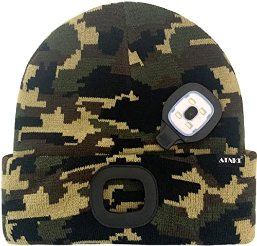 ATNKE Bright LED-beleuchtete Beanie-Kappe Wiederaufladbarer Unisex-Scheinwerfer-Hut Rot und Blau Leuchten Blinkender Alarmscheinwerfer/Tarnung Gr¨¹n - 3