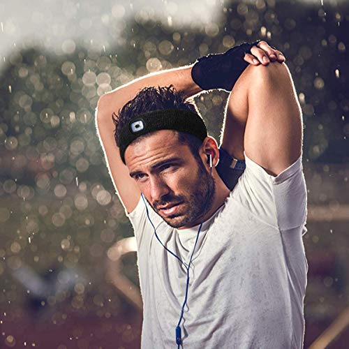 ATNKE LED beleuchtetes Stirnband, wiederaufladbarer USB-Laufhut 4 LED-Lampe mit wasserdichtem Licht und Blinkender Alarmscheinwerfer Hohe Stretch Multi-Color/Grau - 5