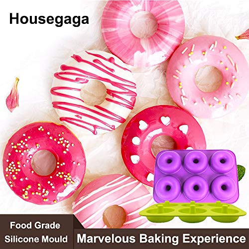 HOUSEGAGA Silikonform Doughnut Silikon Backform Donut Formen-3 Stück Mini Antihaft Donut Silikon Backformen 6er Hohlraum-Safe Backblech für Fondant Donut Muffins, 26,5x18x3,5cm (Blau&Grün&Violett) - 7