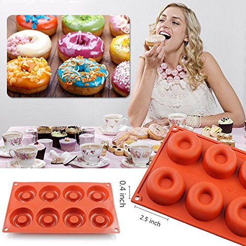 2 stücke Silikon Donut Formen Muffin Backblech Hitzebeständigkeit Antihaft Backform, Zwei Größen - 6