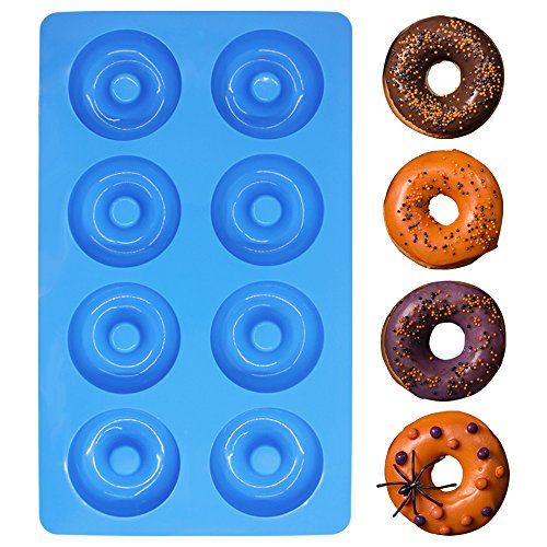 YuCool Silikon-Donut-Formen, 6 Mulden, antihaftbeschichtet, sichere Backform, hitzebeständig für Kuchen, Kekse, Bagels, Muffins, Rot, Blau, Gelb - 8