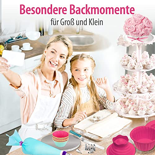 MoNiRo Große Cupcake Backform – Extra XXL Muffinform mit Spritztüllen und Spritzbeutel zum Backen – Giant Cupcakes – 30 Teiliges Back-Set Zubehör Silikon Form für Torten, Muffins und Deko - 6