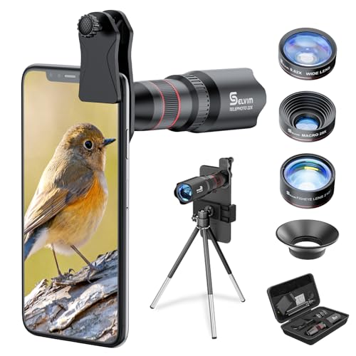 Handy Objektiv Linse Kit, Lens Set 22X Teleobjektiv, 25X Makro Objektiv, 0,62X Weitwinkel, 235° Fischaugenobjektiv für IOS iPhone und meisten Android Smartphone