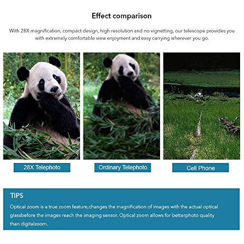 Apexel HD Handyobjektiv 28X Teleobjektiv mit Auslöser für iPhone Samsung, Huawei, Xiaomi Android Smartphone, Monokular Teleskop - 5