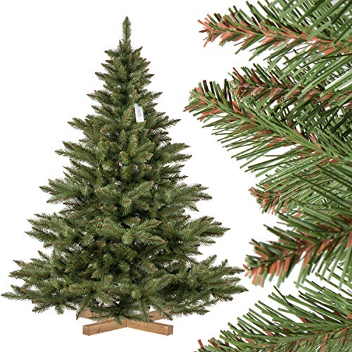 FairyTrees Weihnachtsbaum künstlich NORDMANNTANNE, grüner Stamm, Material PVC, inkl. Holzständer, 180cm