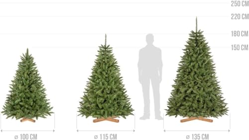 FairyTrees künstlicher Weihnachtsbaum FICHTE Natur, grüner Stamm, Material PVC, inkl. Holzständer, 180cm, FT01-180 - 5
