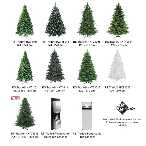 RS Trade HXT 15013 künstlicher Weihnachtsbaum 240 cm mit Schnee und Zapfen (Ø ca. 150 cm) ca. 1815 Spitzen, schwer entflammbarer Tannenbaum mit Schnellaufbau Klappsystem, inkl. Christbaum Ständer - 6