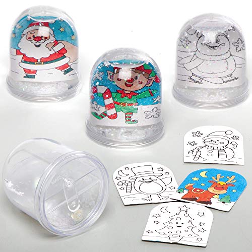 Baker Ross AX490 Weihnachtliche Schneekugeln zum Ausmalen Bastelset für Kinder - 4 Stück, Festliche Kreativsets und Bastelbedarf zum Basteln und Dekorieren zur Weihnachtszeit