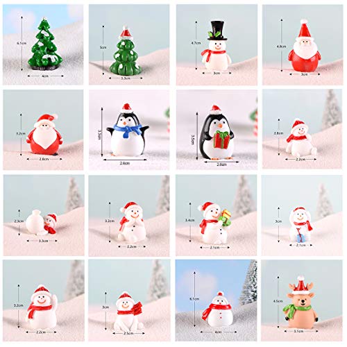 Weihnachtsdeko Figuren, 16 Stück Miniatur Weihnachten Figuren, Weihnachtliche Minifiguren, Kleine Schneemann Figuren zum Basteln von Schneekugeln, Harz Figuren zum Basteln und Tischdeko - 5