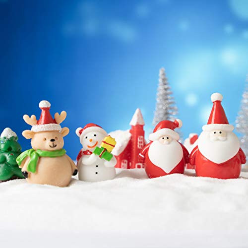 Weihnachtsdeko Figuren, 16 Stück Miniatur Weihnachten Figuren, Weihnachtliche Minifiguren, Kleine Schneemann Figuren zum Basteln von Schneekugeln, Harz Figuren zum Basteln und Tischdeko - 7