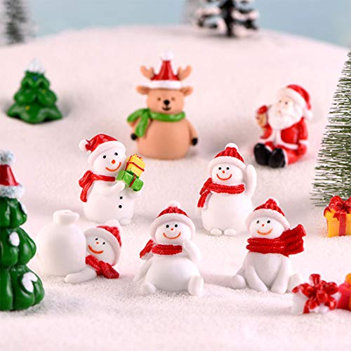 Weihnachtsdeko Figuren, 16 Stück Miniatur Weihnachten Figuren, Weihnachtliche Minifiguren, Kleine Schneemann Figuren zum Basteln von Schneekugeln, Harz Figuren zum Basteln und Tischdeko - 2