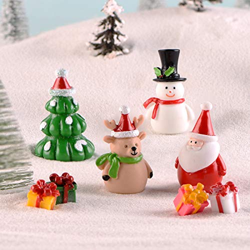 Weihnachtsdeko Figuren, 16 Stück Miniatur Weihnachten Figuren, Weihnachtliche Minifiguren, Kleine Schneemann Figuren zum Basteln von Schneekugeln, Harz Figuren zum Basteln und Tischdeko - 3