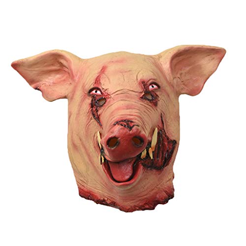 Cgration Horror Schwein Overhead Tiermaske Latex Schweinemaske Halloween Kostüm Gruselsäge Schwein Maske Vollkopf Horror Evil Animal Prop