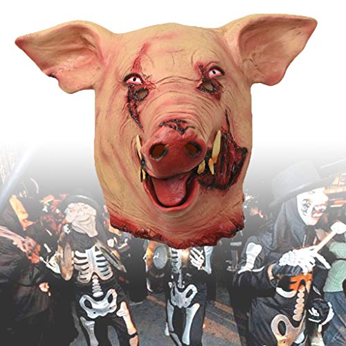 Cgration Horror Schwein Overhead Tiermaske Latex Schweinemaske Halloween Kostüm Gruselsäge Schwein Maske Vollkopf Horror Evil Animal Prop - 3