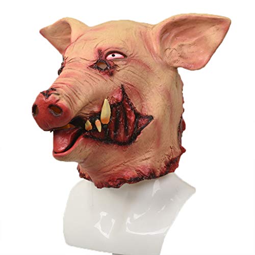 Cgration Horror Schwein Overhead Tiermaske Latex Schweinemaske Halloween Kostüm Gruselsäge Schwein Maske Vollkopf Horror Evil Animal Prop - 5