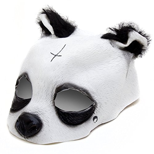 GOODS+GADGETS Detailgetreue Panda Maske - Pandamaske aus Latex mit Kreuz & Träne Tiermaske