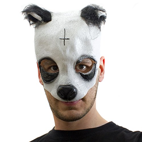 GOODS+GADGETS Detailgetreue Panda Maske – Pandamaske aus Latex mit Kreuz & Träne Tiermaske - 3