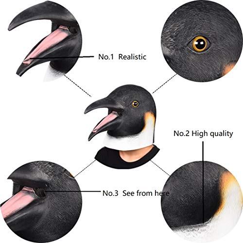 Finalshow Pinguin Maske Latex Tiermaske Kopf Kostüm für Halloween Weihnachten Party Dekoration Masken - 3