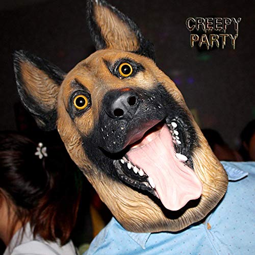 CreepyParty Halloween Kostüm Party Tierkopf Latex Maske Deutscher Schäferhund - 2