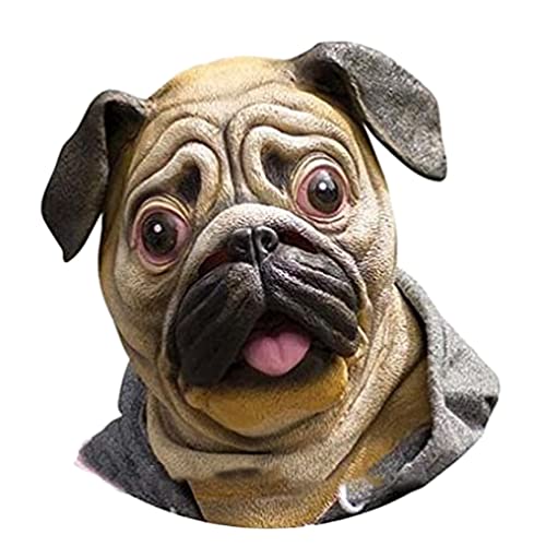 STOBOK Hunde Maske Bulldog Kopfmaske Latex Kostüm Zubehör Erwachsene Foto Requisiten