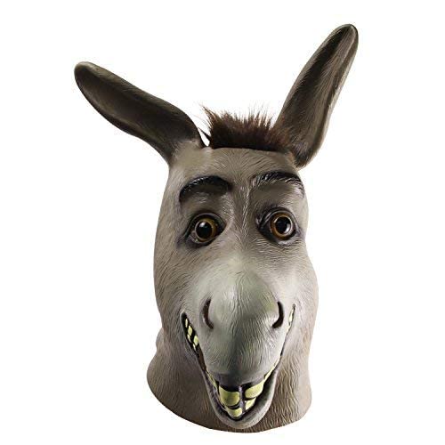 molezu Esel Maske, Halloween Esel Gesichtsmaske, Neuheit Deluxe Kostüm Party Latex Tierkopf Maske für Erwachsene