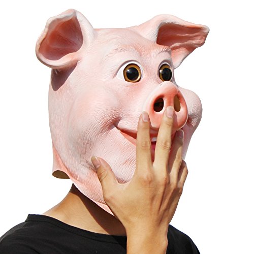 PartyCostume – Glückliches Schwein Maske – Halloween Party Lustig, Süß Latex Tierkopf Maske - 4