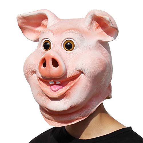 PartyCostume – Glückliches Schwein Maske – Halloween Party Lustig, Süß Latex Tierkopf Maske - 5