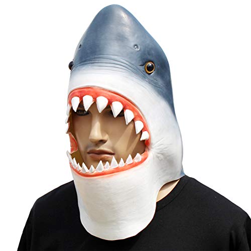 CreepyParty Halloween Kostüm Party Tierkopf Latex Maske Hai