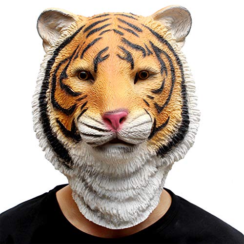 CreepyParty Halloween Kostüm Party Tierkopf Latex Masken Tiger - 2