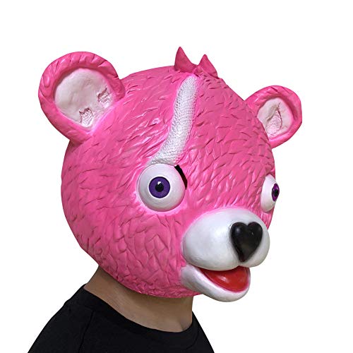 Huacab Masken Für Erwachsene Latex Netter Bärenkopf Tierkopf-Schablone Masken,Pink - 3