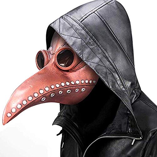 molezu Pest Doktor Maske Latex Tierkopf Maske Vogelkopf, Halloween Maske Vollgesichtsmaske, Tanz Cosplay Maskerade Party Maske (Pink)