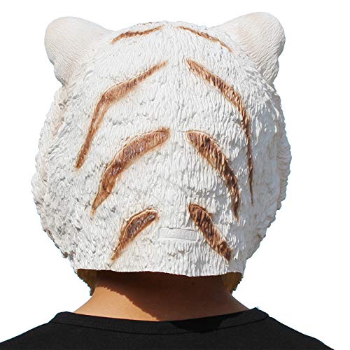 PartyCostume - Weiße Tiger Maske - Halloween Latex Wald Bestie Tierkopf Maske - 2