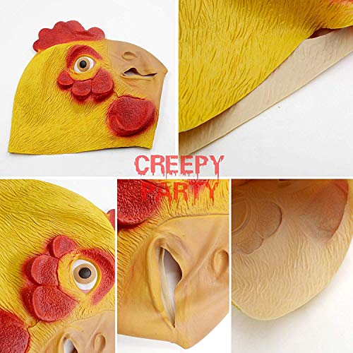 CreepyParty Halloween Kostüm Party Tierkopf Latex Maske Huhn der Hahn - 6