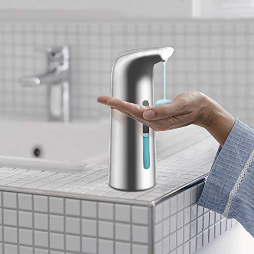 VADIV Seifenspender Automatischer 400ML Automatisch Seifenspender mit Sensor, Infrarot Berührungslos Flüssigseifenspender Wasserdichtes Geeignetes Badezimmer,Küchen,Hotel,Restaurant - Silber - 7