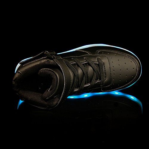 FLARUT Hoch Oben USB Aufladen LED Leuchtend Leuchtschuhe Blinkschuhe Sport Schuhe für Jungen Mädchen Kinder(39 EU,Schwarz) - 3