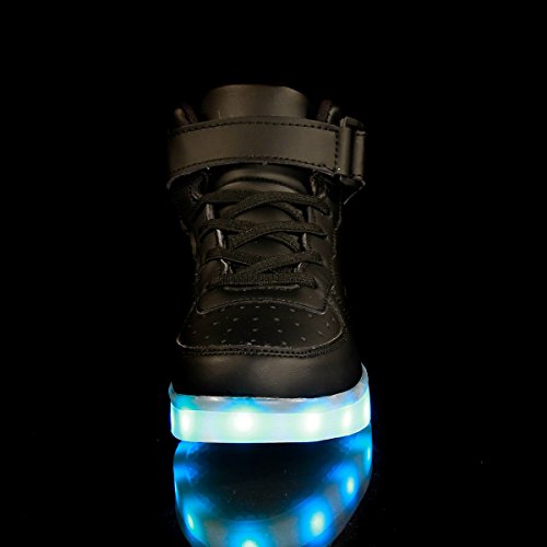 FLARUT Hoch Oben USB Aufladen LED Leuchtend Leuchtschuhe Blinkschuhe Sport Schuhe für Jungen Mädchen Kinder(39 EU,Schwarz) - 5