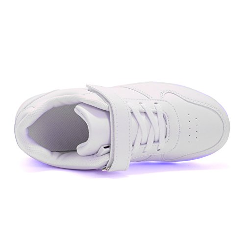 Voovix Unisex-Kinder Licht Schuhe mit Fernbedienung Led Leuchtende Blinkende Low-top Sneaker USB Aufladen Shoes für Mädchen und Jungen(Weiß,EU37/CN37) - 4